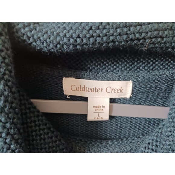 Coldwater Creek Wool Blend Sweater Turtleneck Knit Dolman Sleeve Teal Sz L - Picture 4 of 7